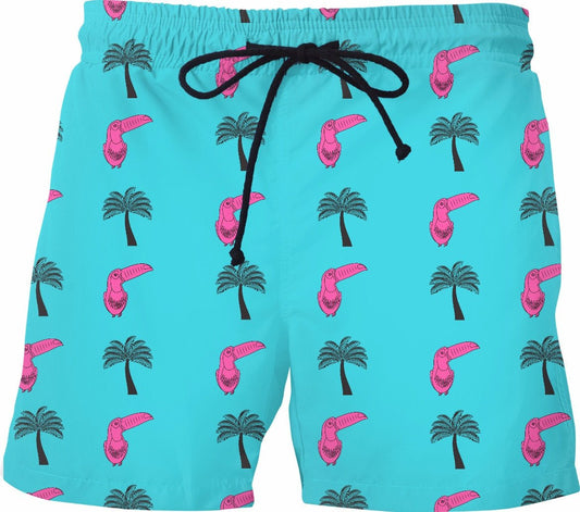 Toucan Palm Tree Swim Trunks