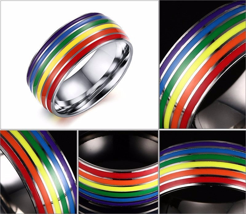 Stainless Steel Rainbow Ring