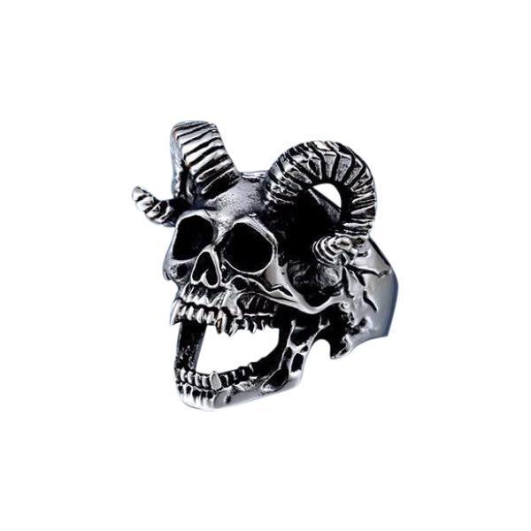 Goat Head Skull Punk Ring