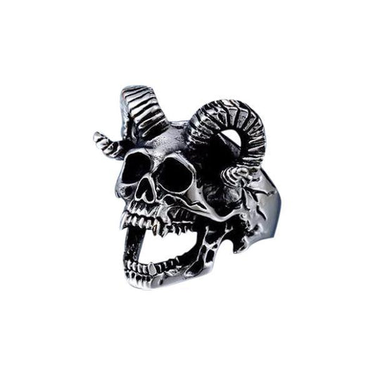 Goat Head Skull Punk Ring